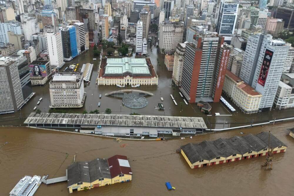 Foto de enchentes no Rio Grande do Sul