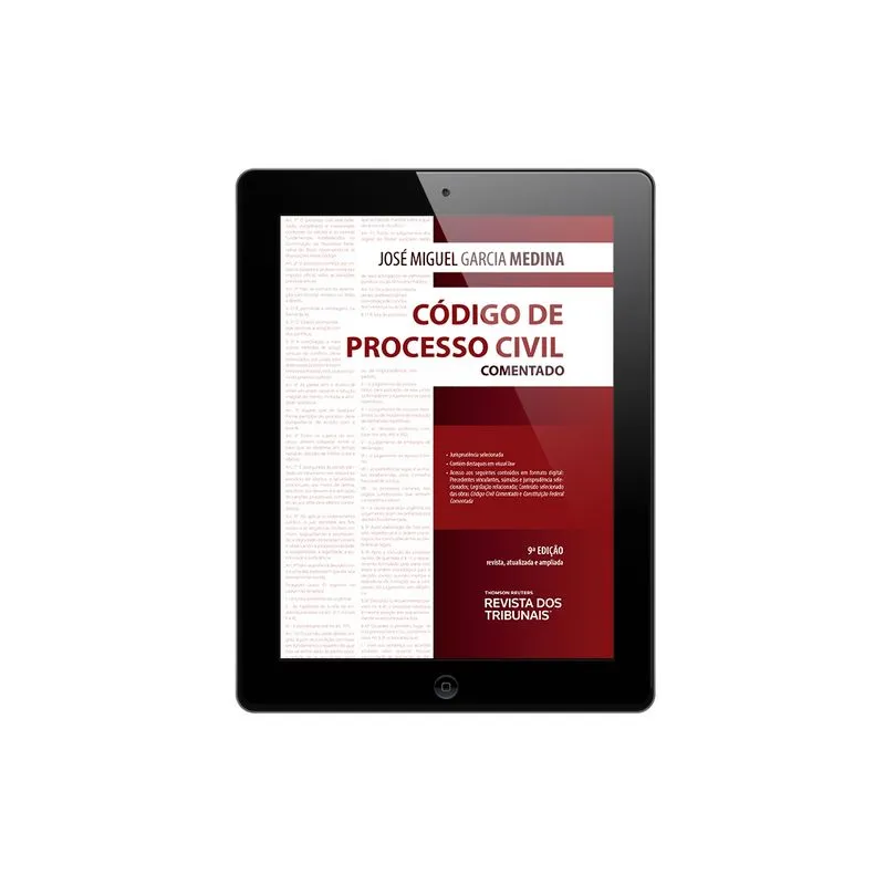 Tablet com a capa do E-Book Código de Processo Civil Comentado 9º Edição da livraria RT