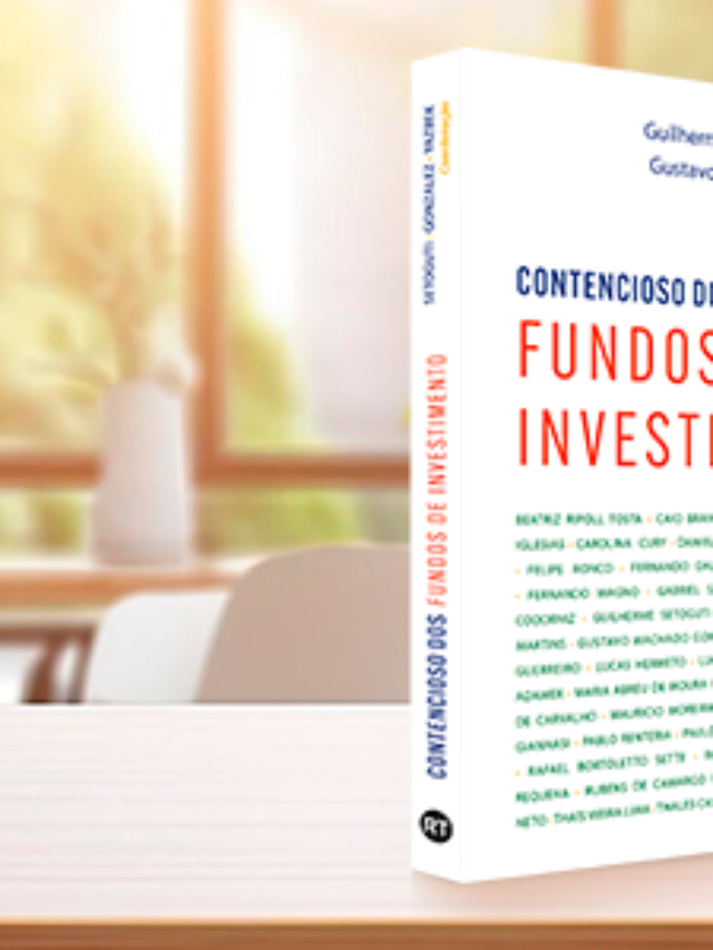 livro "Contencioso dos fundos de investimentos" em um biblioteca