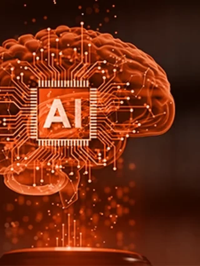 Story Imagem que representa a interseção entre inteligência artificial e justiça, mostrando um cérebro digital e a balança da justiça.