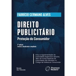 Capa do livro Direito Publicitário Proteção do Consumidor de Fabrício Germano Alves, com design azul escuro e detalhes gráficos modernos, dedicado a regulamentar publicidade enganosa e abusiva.