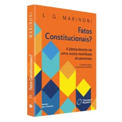 Capa do livro "Fatos Constitucionais?" de L. G. Marinoni com design colorido em tons de laranja, azul e amarelo, apresentando relevo de formas geométricas.